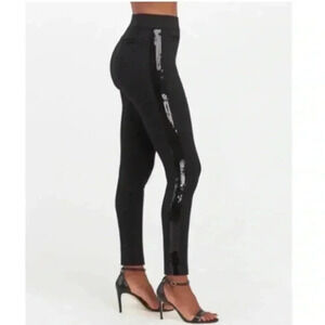 SPANX pointe skinny black sequin tuxedo pants